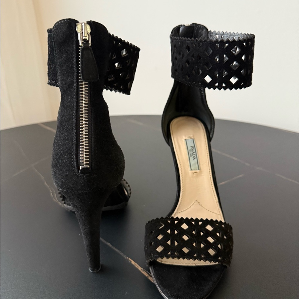 Black Prada Heeled Sandals 39